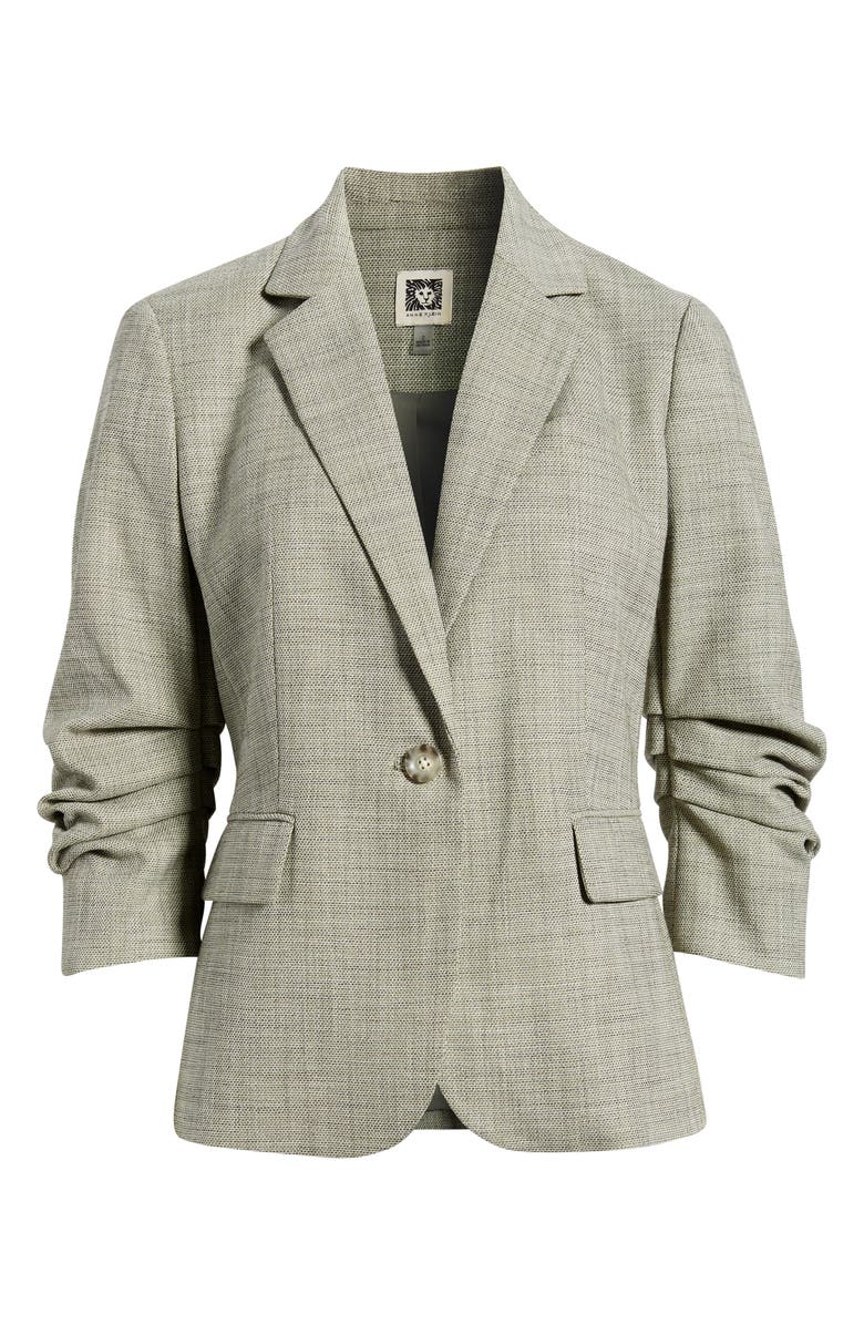Anne Klein Scrunch Sleeve One-Button Blazer, Alternate, color, Bay Leaf Multi