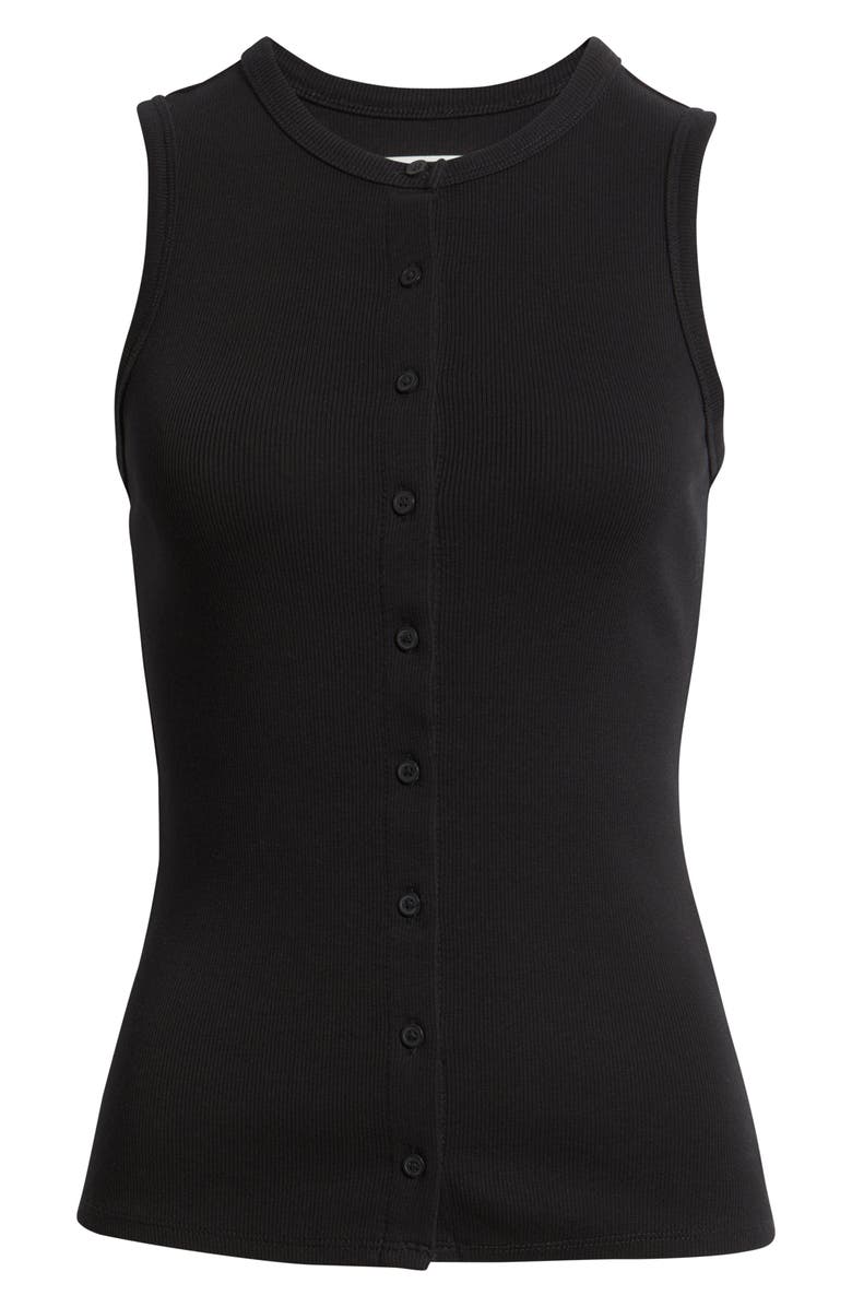 Open Edit Rib Button-Up Tank, Alternate, color, Black