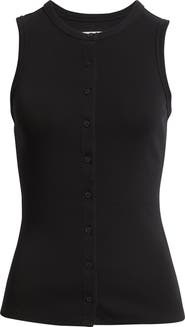 Open Edit Rib Button-Up Tank