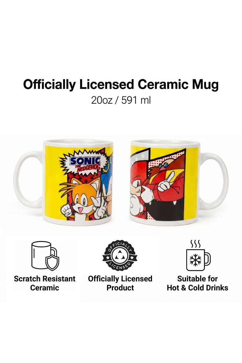 20 oz Sonic the Hedgehog Roster Ceramic Mug, Alternate, color, White