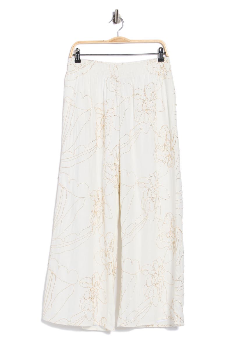 Metallic Embroidered Pants, Main, color, IVORY/ GOLD