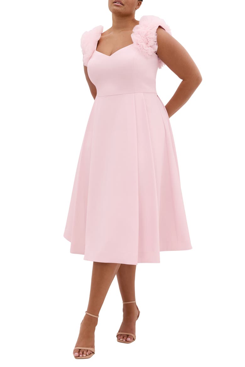 Roselyn Fit & Flare Stretch Crepe Cocktail Dress, Main, color, HEAVENLY PINK