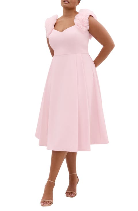 Roselyn Fit & Flare Stretch Crepe Cocktail Dress (Plus)