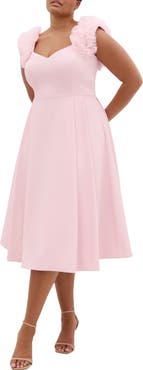 City Chic Roselyn Fit & Flare Stretch Crepe Cocktail Dress