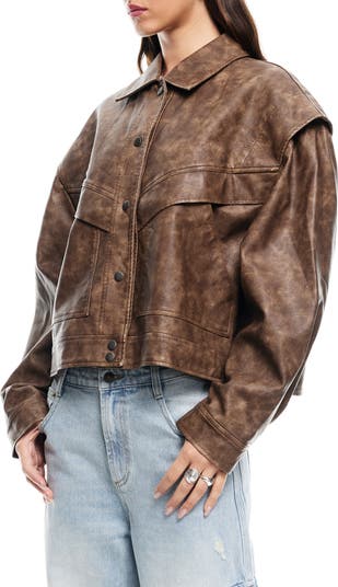 Hailey Oversize Faux Leather Bomber Jacket