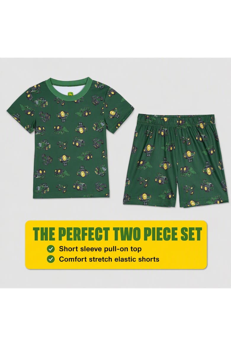 2-Piece Pajama Shirt and Shorts Set, Alternate, color, Forest Green Tractors