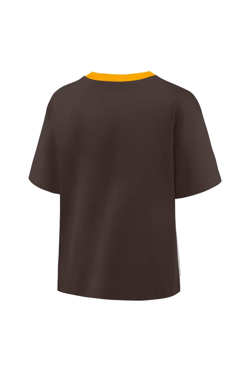 FANATICS Women's Fanatics Brown/Graphite San Diego Padres Oversized Race To Win V-Neck T-Shirt, Alternate, color, Brown