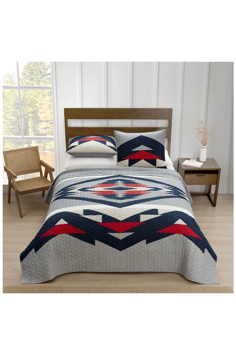Tecopa Hills Reversible Quilt & Sham Set, Main, color, GRAY