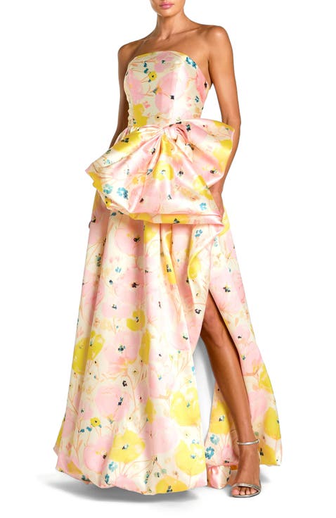 Mikado Strapless Bubble Hem Ballgown With Bow