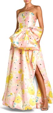 Mac Duggal Mikado Strapless Bubble Hem Ballgown With Bow