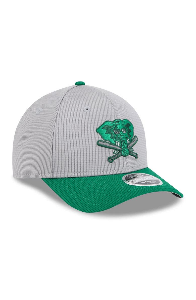 New Era Men's New Era  Gray/Green Athletics 2025 Batting Practice 9FORTY M-Crown Adjustable Hat, Alternate, color, Gray