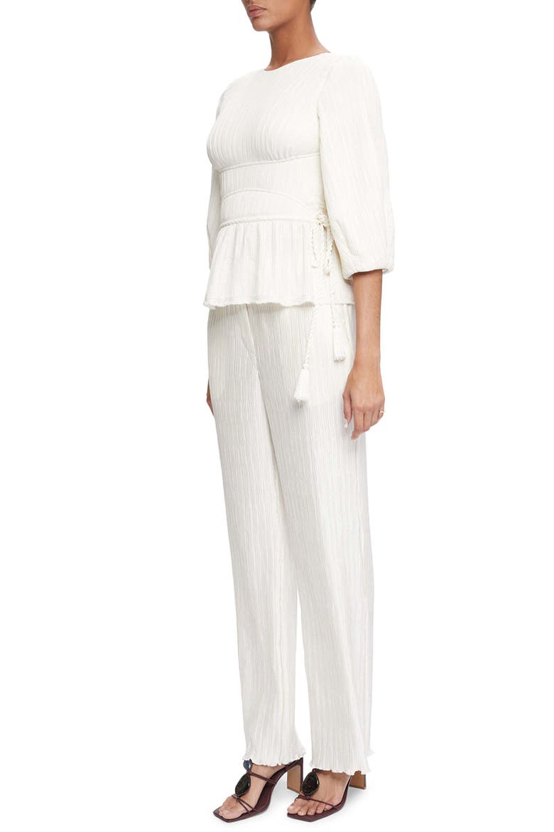 Neda Pleated Peplum Top, Alternate, color, IVORY