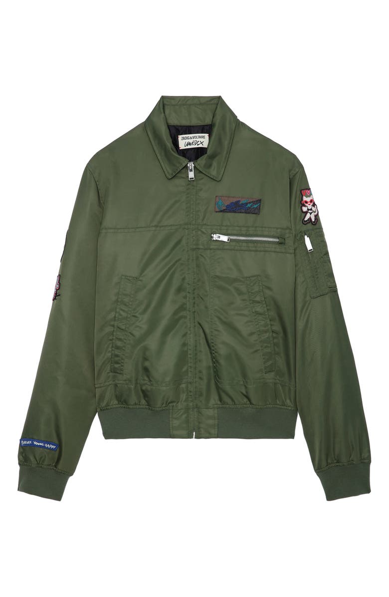 Zadig & Voltaire Bolid Logo Patch Flight Jacket, Alternate, color,