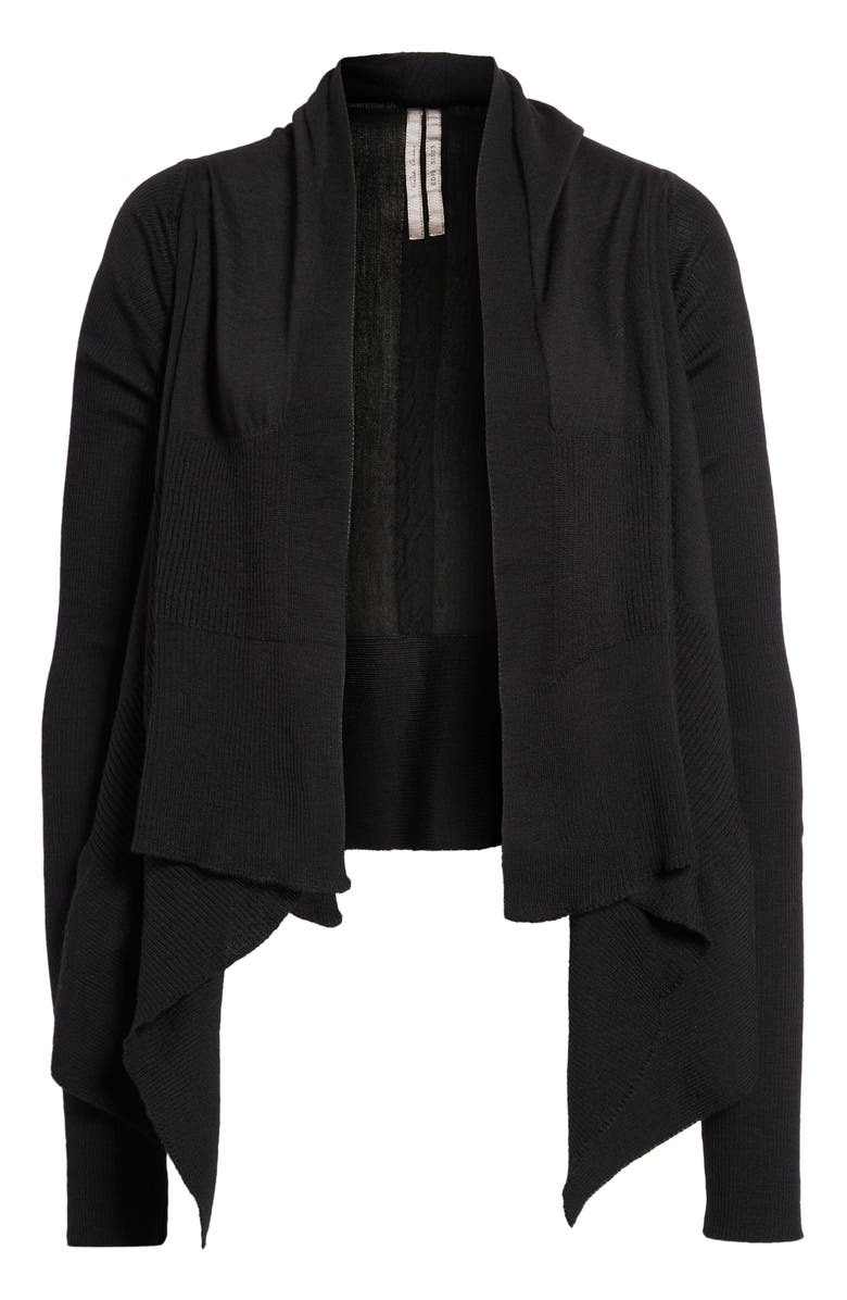 Rick Owens Open Front Waterfall Wool Cardigan, Alternate, color,