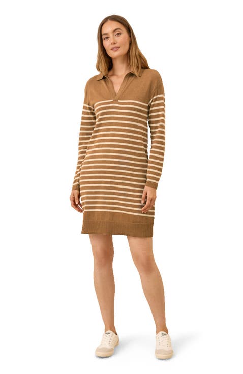 Organic Cotton Classic Fine Knit Collared Sweater Dress