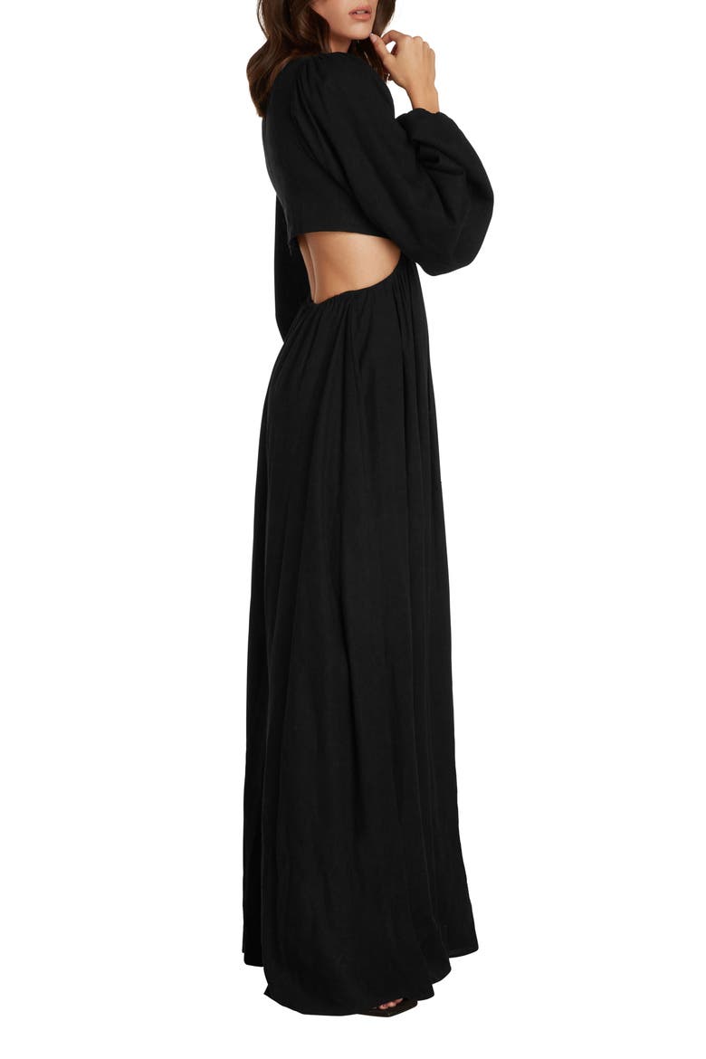 Rosa Long Sleeve Maxi Dress, Alternate, color, BLACK