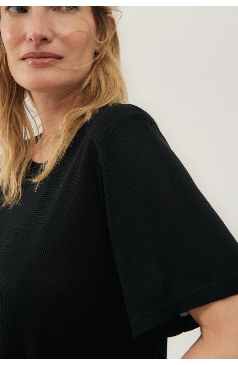 SILK LAUNDRY RIBBED T-SHIRT BLACK, Alternate, color, Black