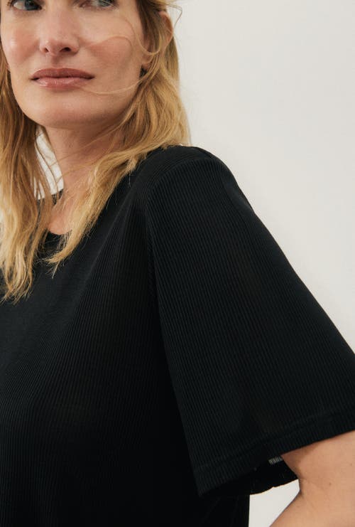 Silk Laundry Ribbed T-shirt Black In Black