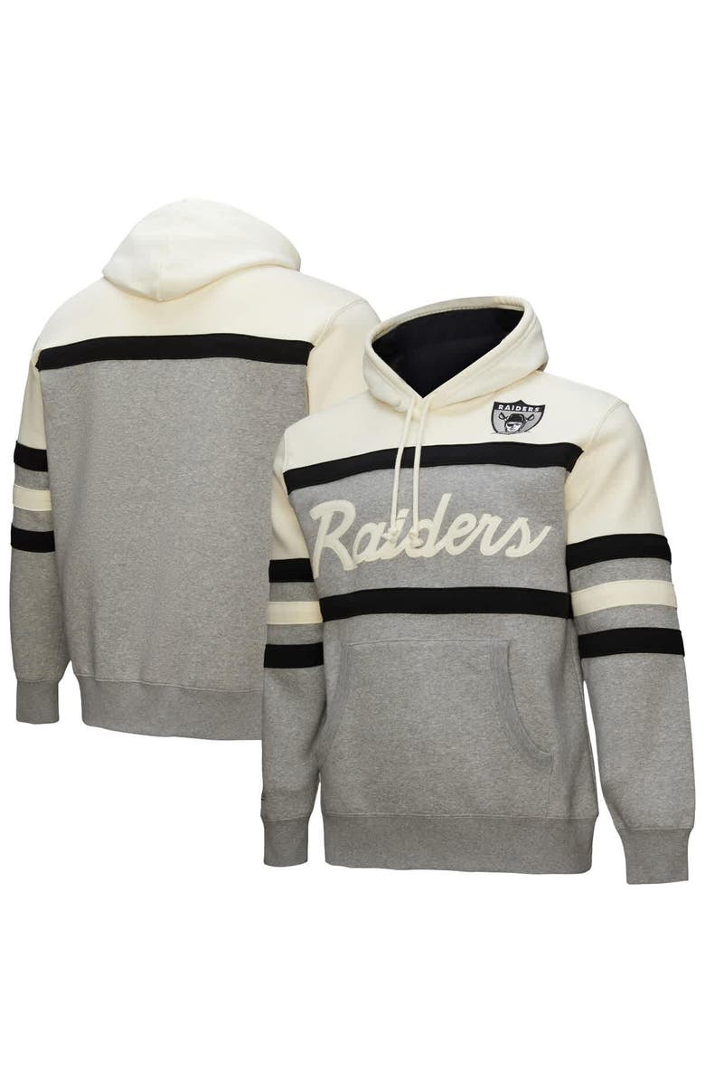 Mitchell & Ness Men's Mitchell & Ness Heather Gray Oakland Raiders Head Coach Vintage Logo Pullover Hoodie, Alternate, color, Heather Gray