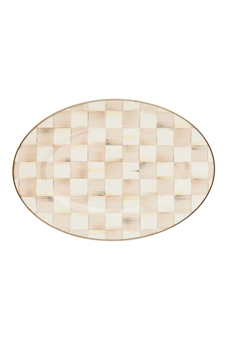Small Mocha Check Oval Platter, Main, color, MOCHA