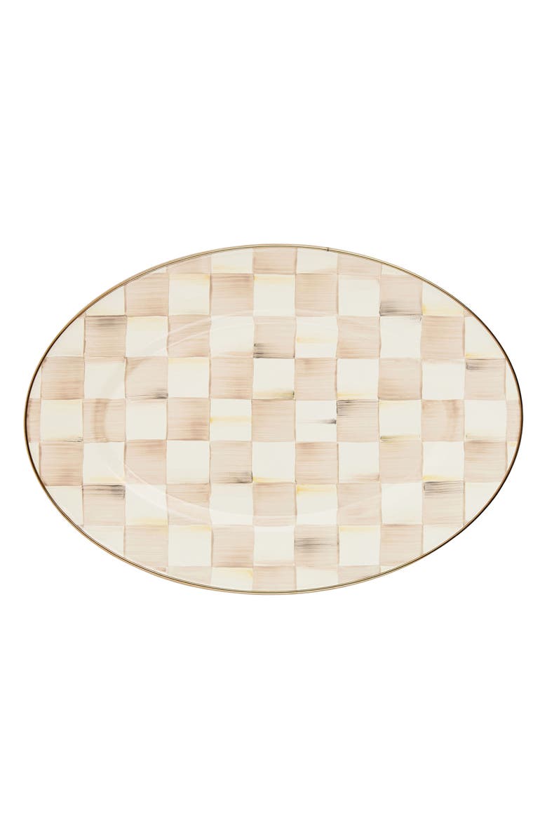 MACKENZIE CHILDS Small Mocha Check Oval Platter, Main, color, Mocha