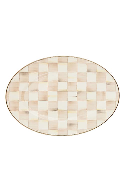 Mackenzie-childs Mackenzie Childs Small Mocha Check Oval Platter In Neutral