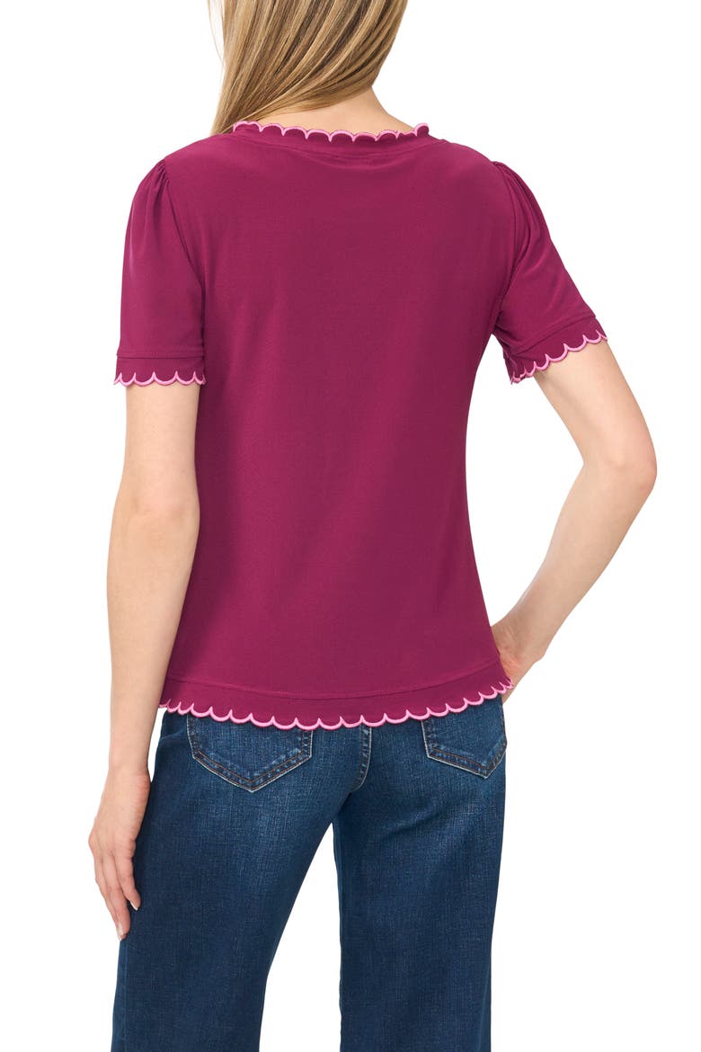 Scallop Trim Puff Sleeve Knit Top, Alternate, color, DEEP MULBERRY