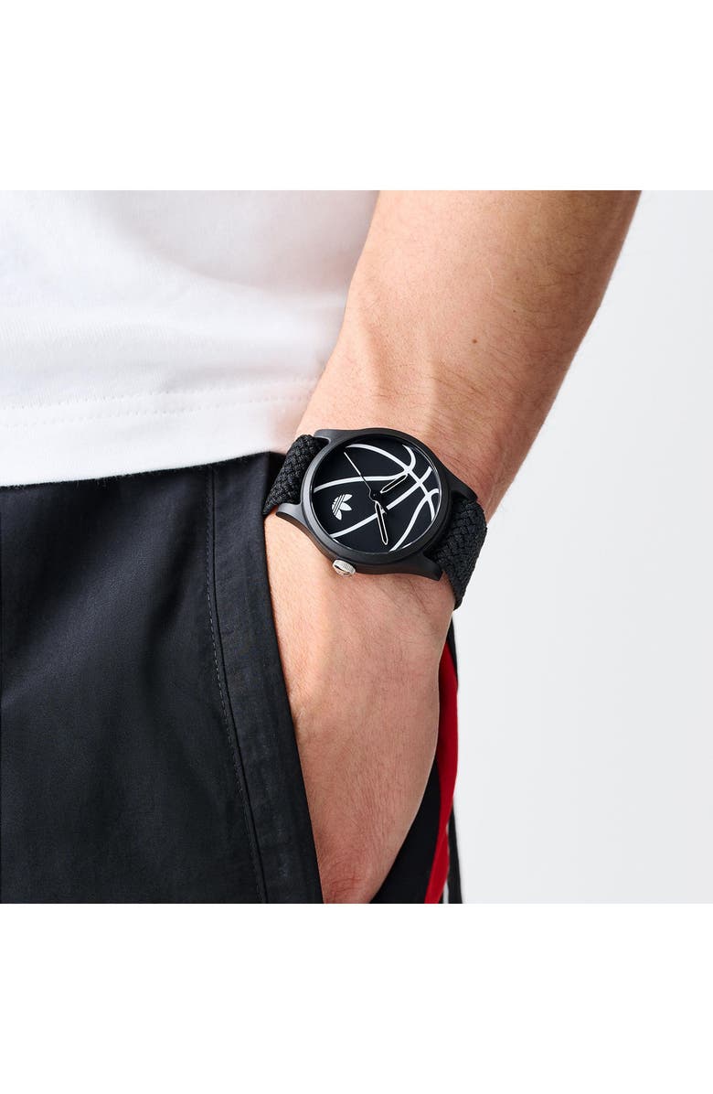 adidas AO Style Black Basketball Dial Webbing Strap Watch, 39mm, Alternate, color, Black