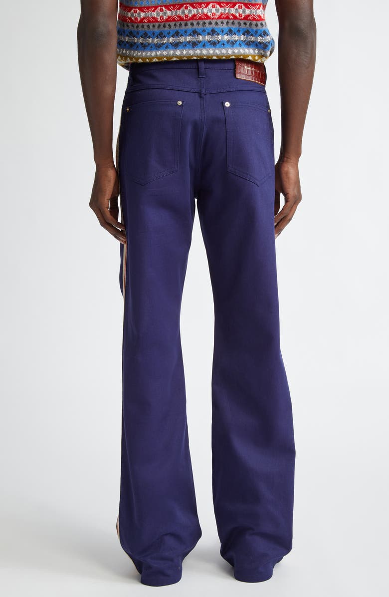 Wales Bonner Coda Crochet Track Stripe Cotton Drill Flare Pants, Alternate, color, 