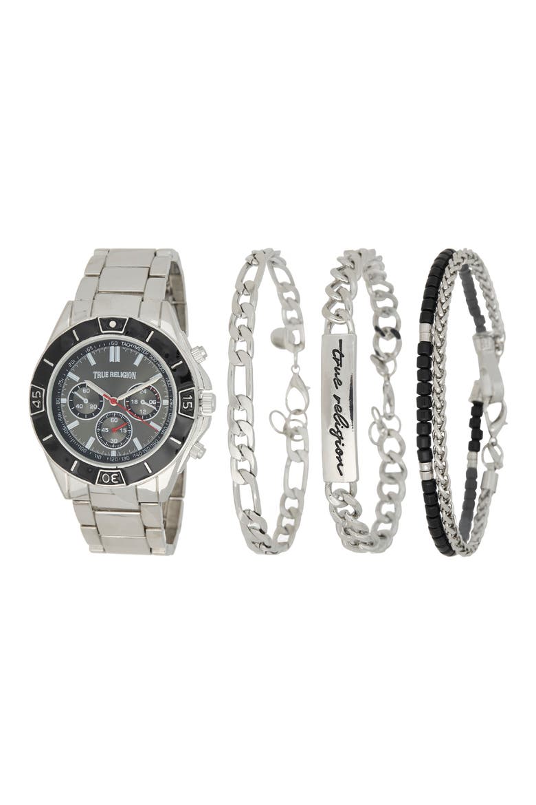4-Piece Watch & Bracelets Set, Main, color, SILVER