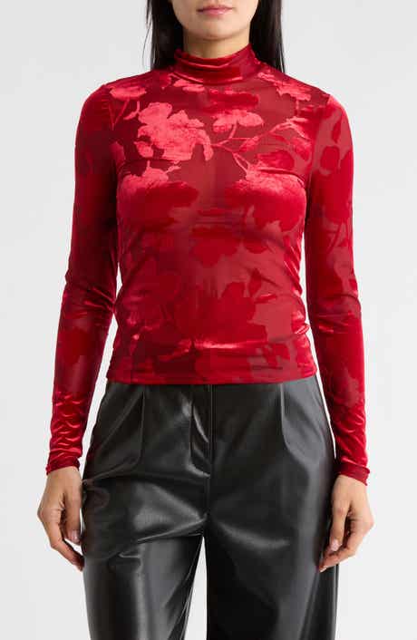 AFRM LOS ANGELES Zoe Mock Neck Burnout Top