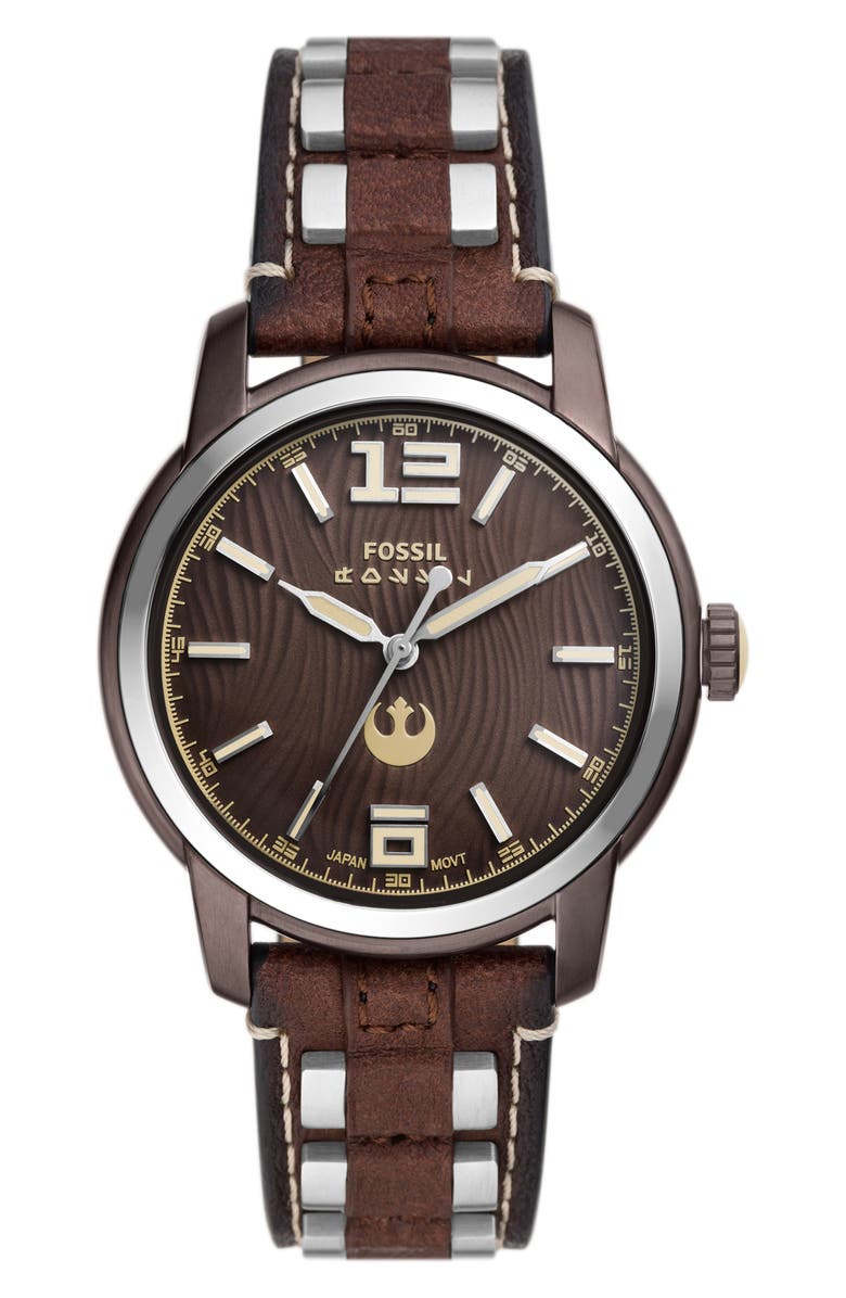 Fossil x Star Wars<sup>™</sup> Limited Edition Chewbacca Leather Strap Watch, 40mm, Main, color, 