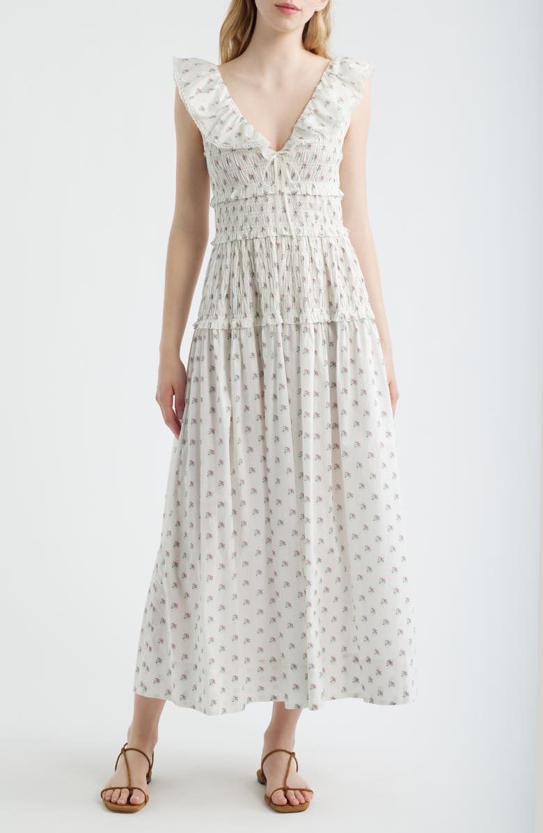 DÔEN Sorina Floral Organic Cotton Dress, Main, color, Petit Posy Calico
