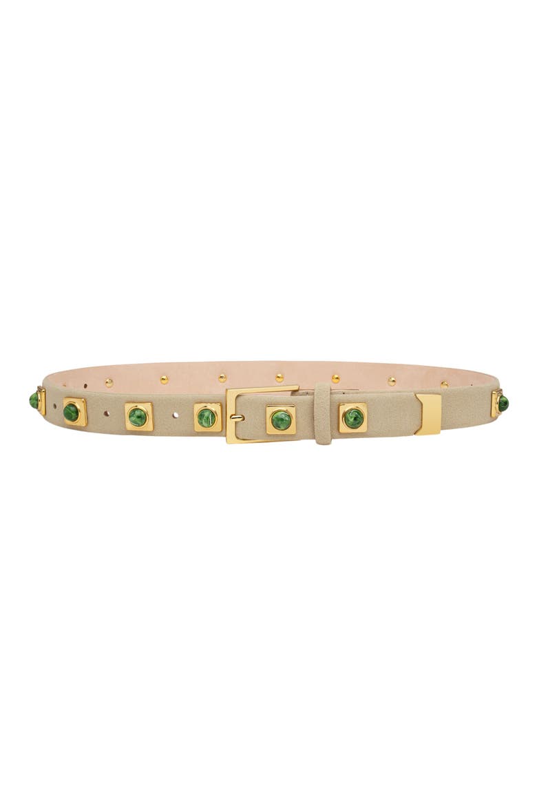 No. 2 Stud Leather Belt, Main, color, OAT/GOLD GREEN STUD