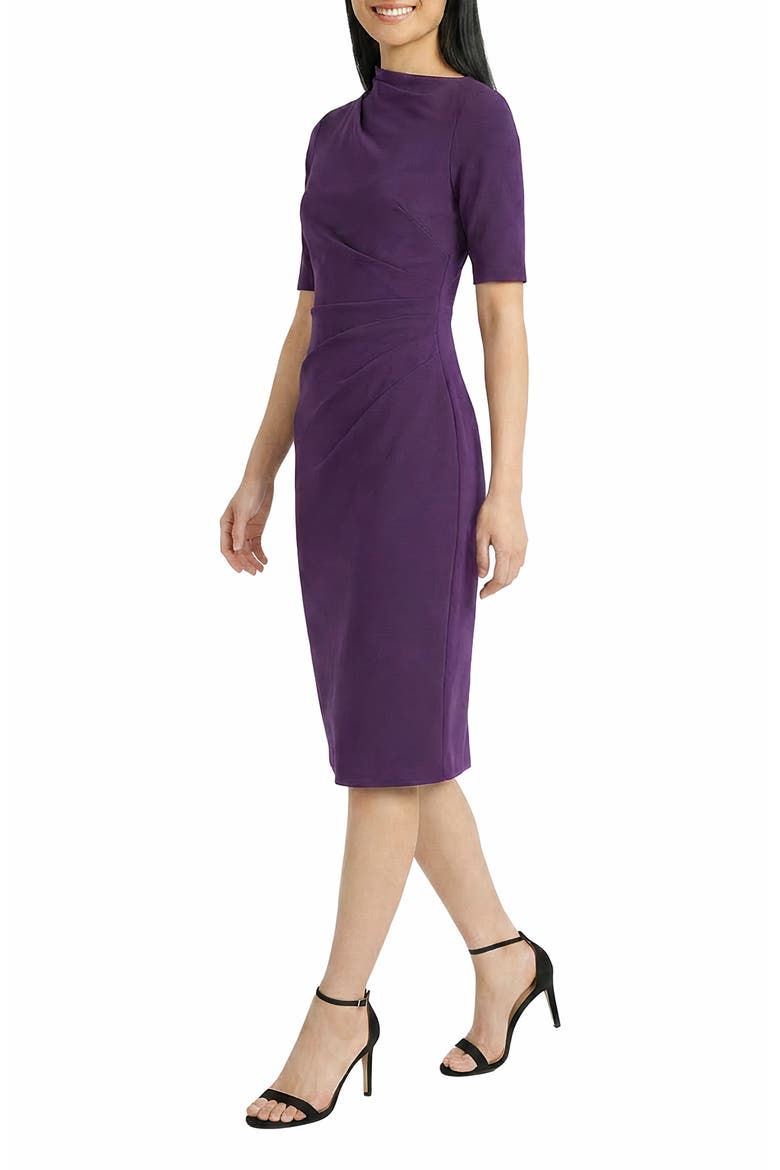 Ruched Midi Sheath Dress, Alternate, color, LUXE PLUM