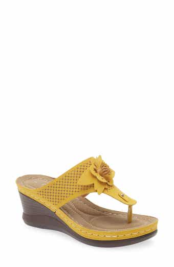 Yaz Floral Appliqué T-Strap Sandal