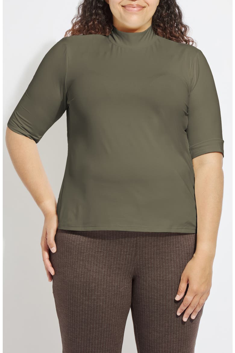 Clara Mock Neck Elbow Sleeve Top, Main, color, MOSSWOOD