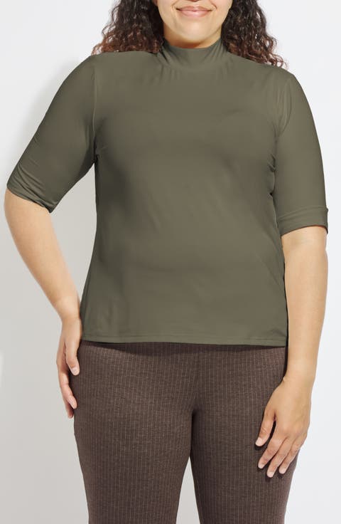 Clara Mock Neck Elbow Sleeve Top