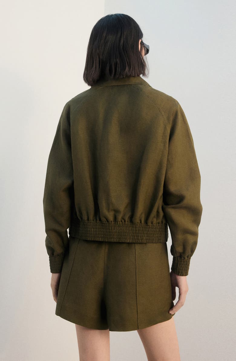 MANGO High Waist Linen Blend Shorts, Alternate, color, Khaki Green