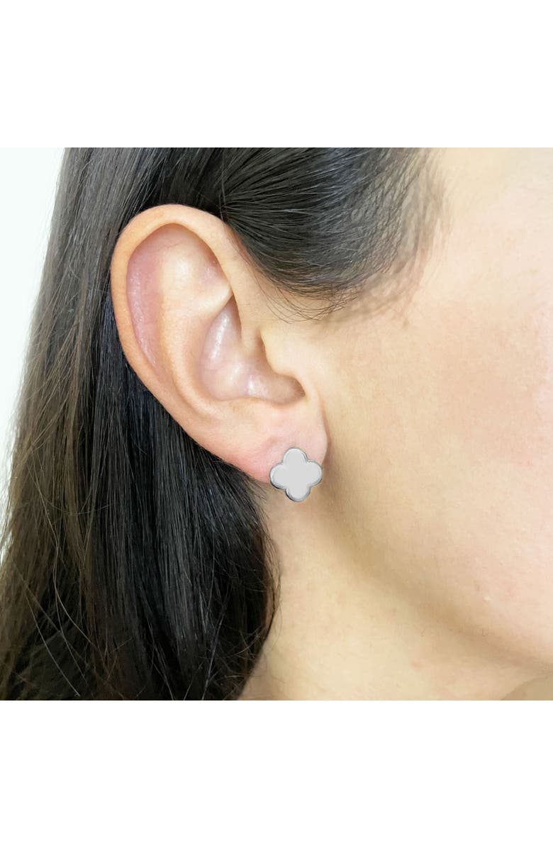 The Lovery Fine Jewelry Gold Clover Earrings, Alternate, color, White Gold