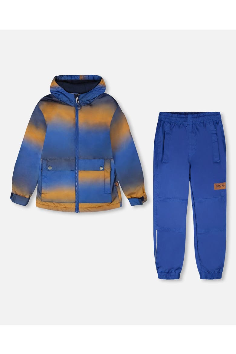 Two-Piece Mid-Season Gradient Outerwear Set, Main, color, Blue-Brown Gradient