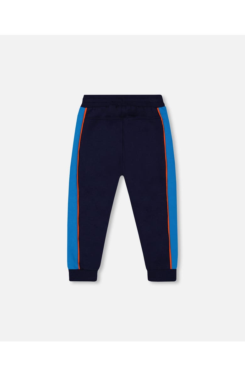 Deux par Deux Baby Boy's Fleece Sweatpants With Contrast Sides Navy, Alternate, color, 