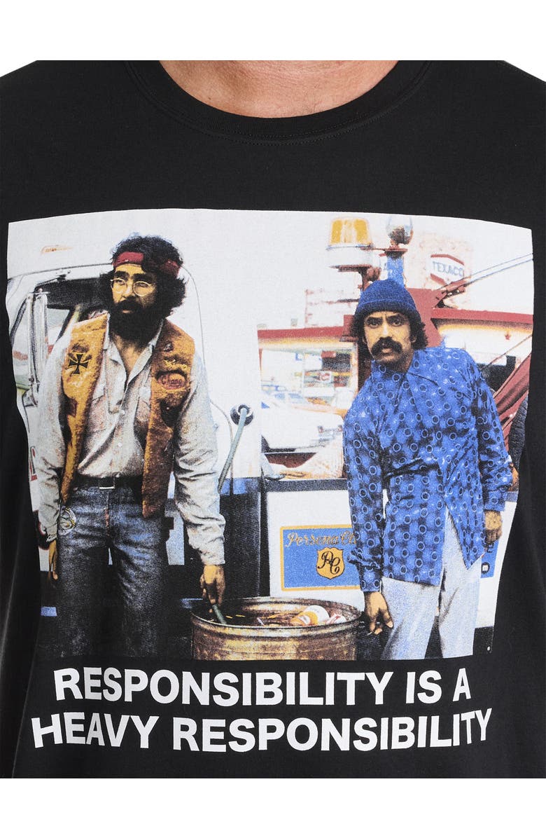 True Nation by DXL Big & Tall Cheech and Chong Responsibility Graphic Tee, Alternate, color, Black