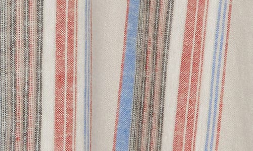 Truth Stripe Linen Blend Camp Shirt In Multi
