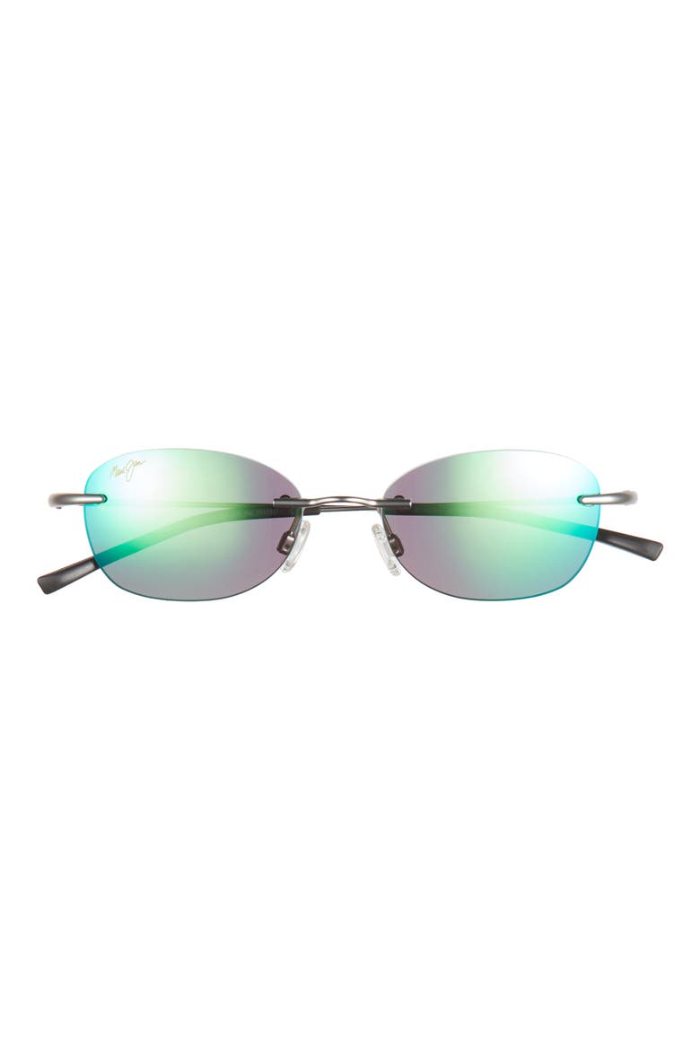 51mm Polarized Round Sunglasses, Main, color, SILVER SILVER GREEN