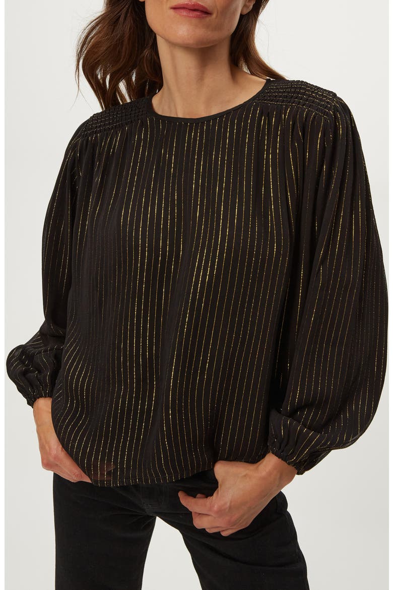 Dolly Metallic Stripe Top, Alternate, color, BLACK COMBO