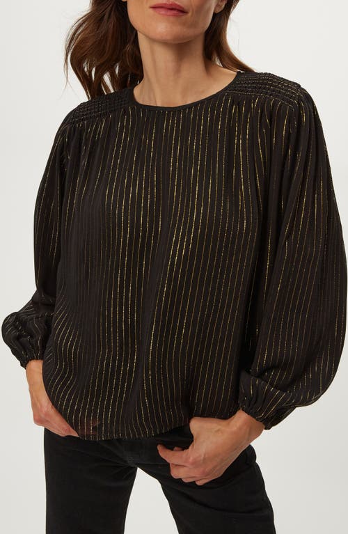 Michael Stars Dolly Metallic Stripe Top In Black Combo
