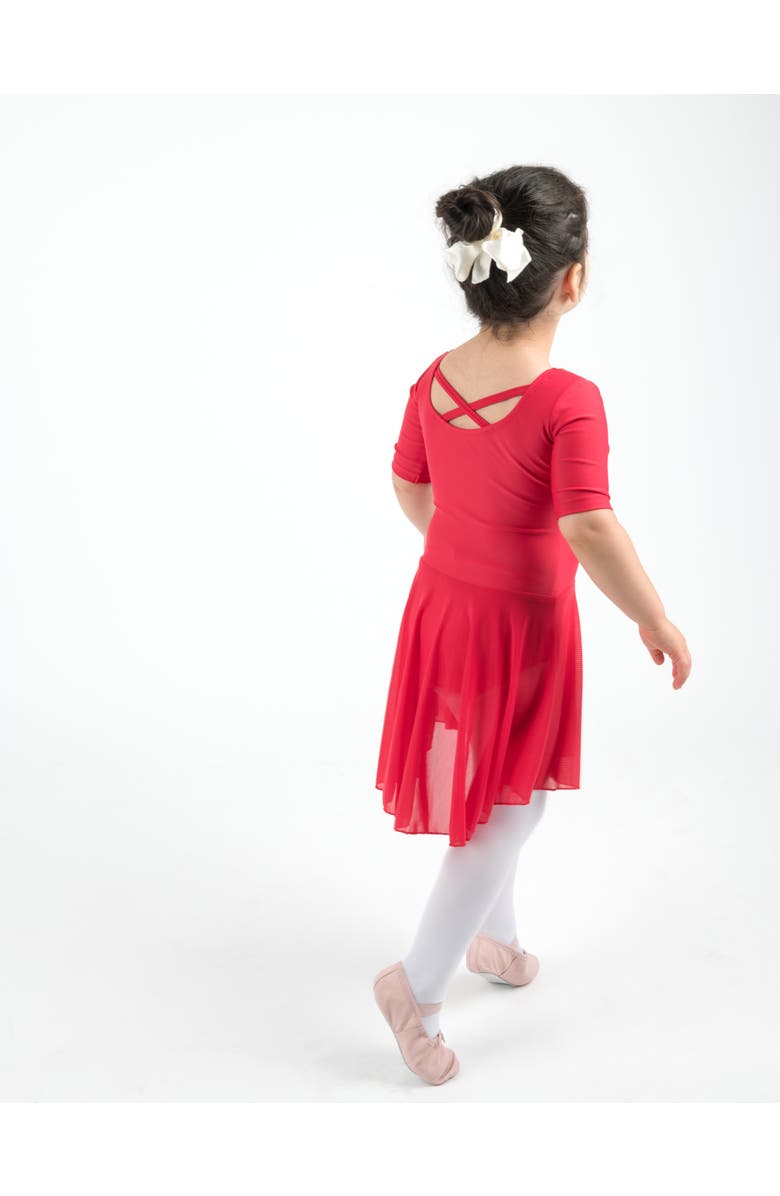 Leveret Girls Short Sleeve Skirted Leotard, Alternate, color, Red