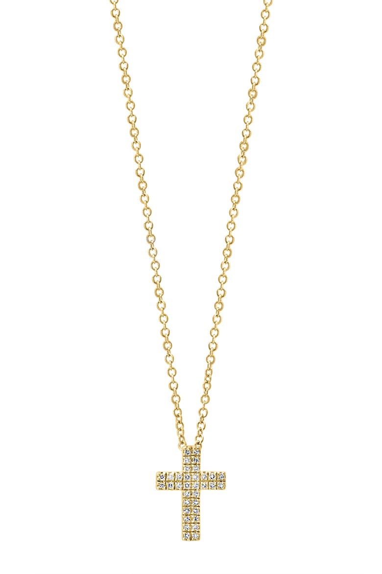 Diamond Cross Pendant Necklace, Main, color, GOLD