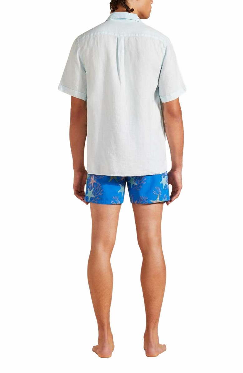 Vilebrequin Men's Bowling Linen Mineral Dye Shirt, Alternate, color, Thalassa